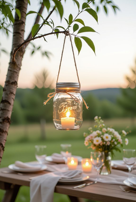 rustic hanging mason jar lanterns