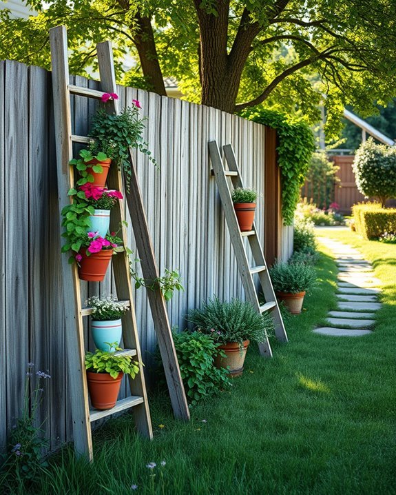 rustic ladder garden display