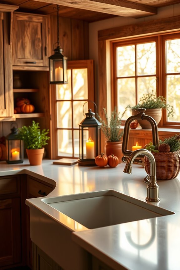 rustic lanterns enhance kitchen charm