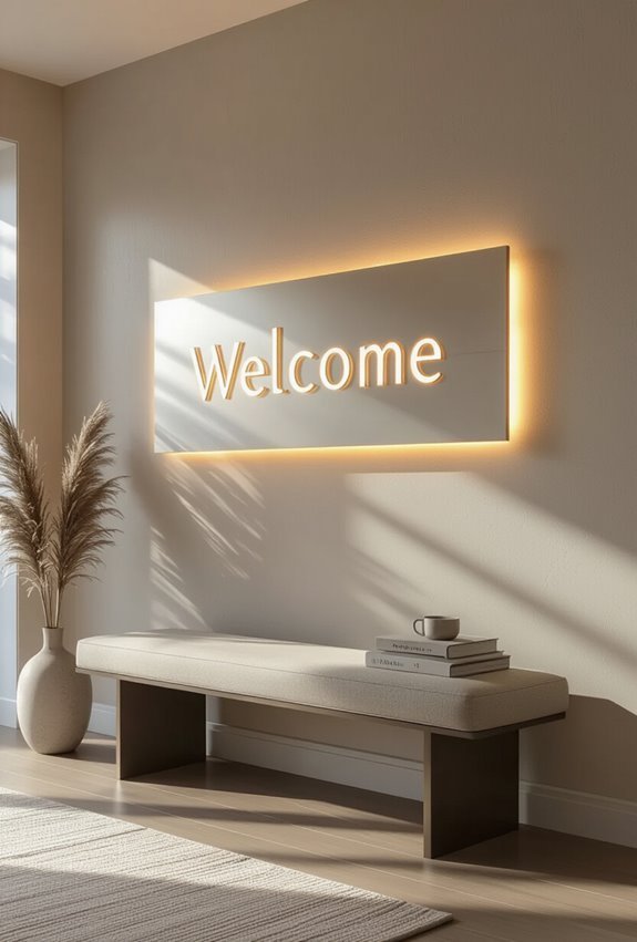rustic led backlit welcome