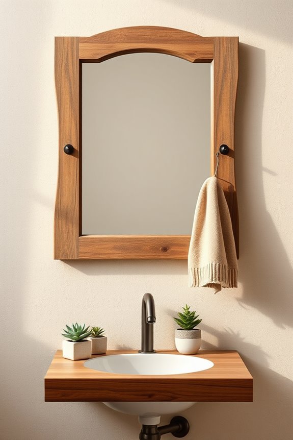 rustic mirrors with hooks