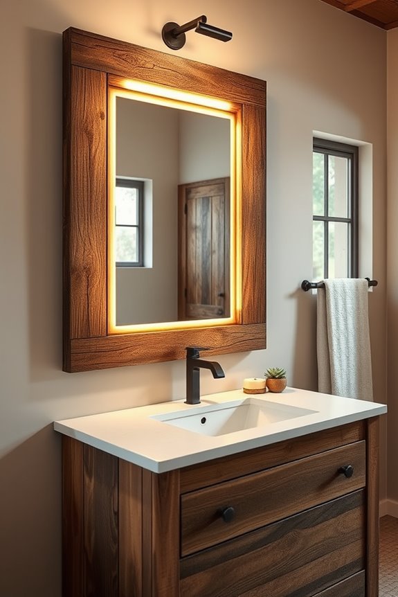 rustic mirrors with led lighting