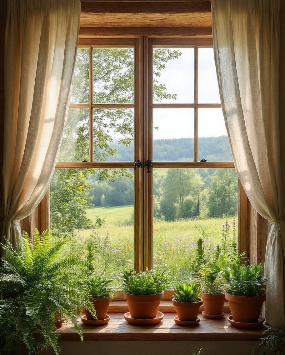 rustic nature inspired bay window