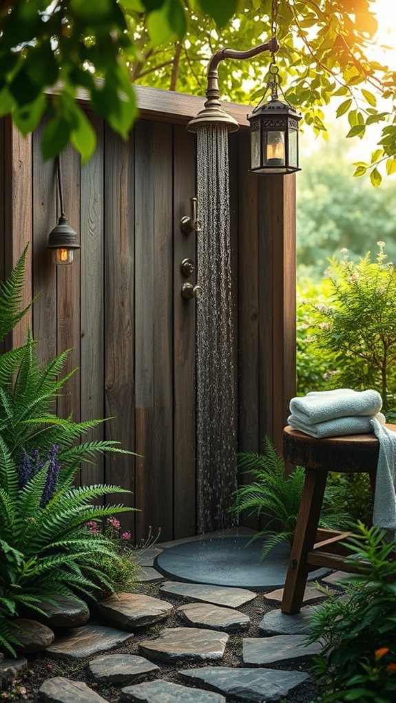 rustic outdoor shower accessories