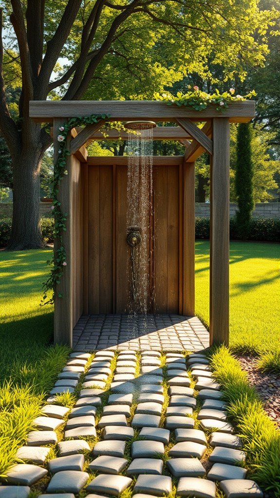rustic outdoor shower oasis