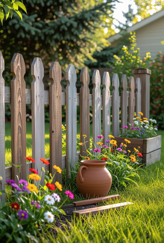rustic painted scrap pickets