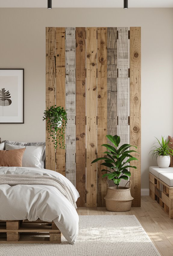 rustic pallet wood room divider