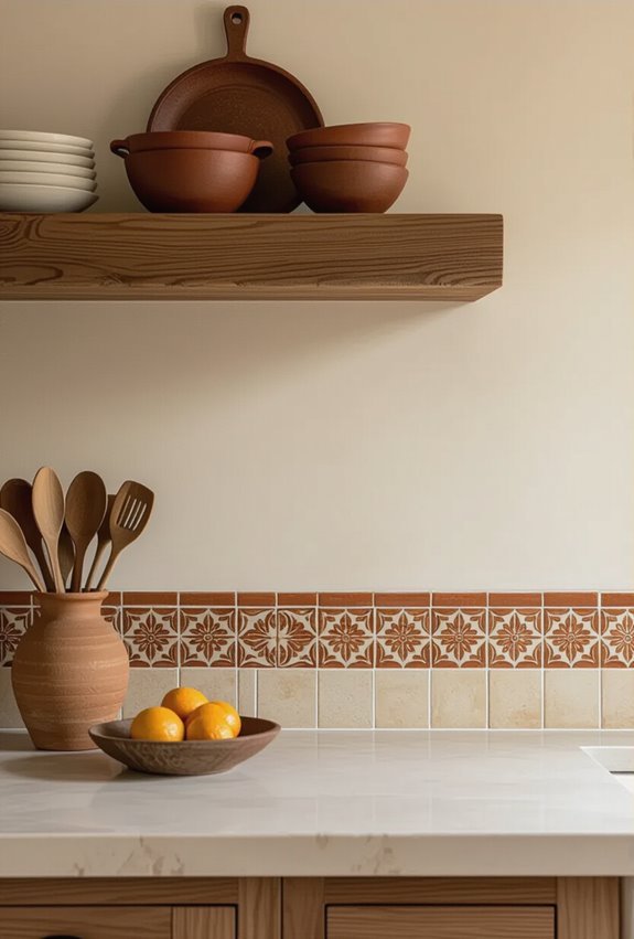 rustic pebble mosaic kitchen borders