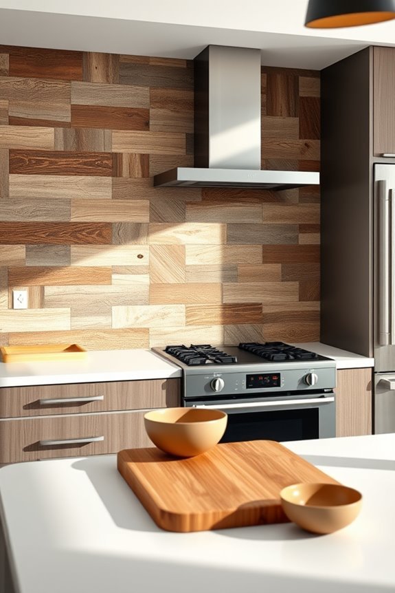 rustic reclaimed wood backsplash