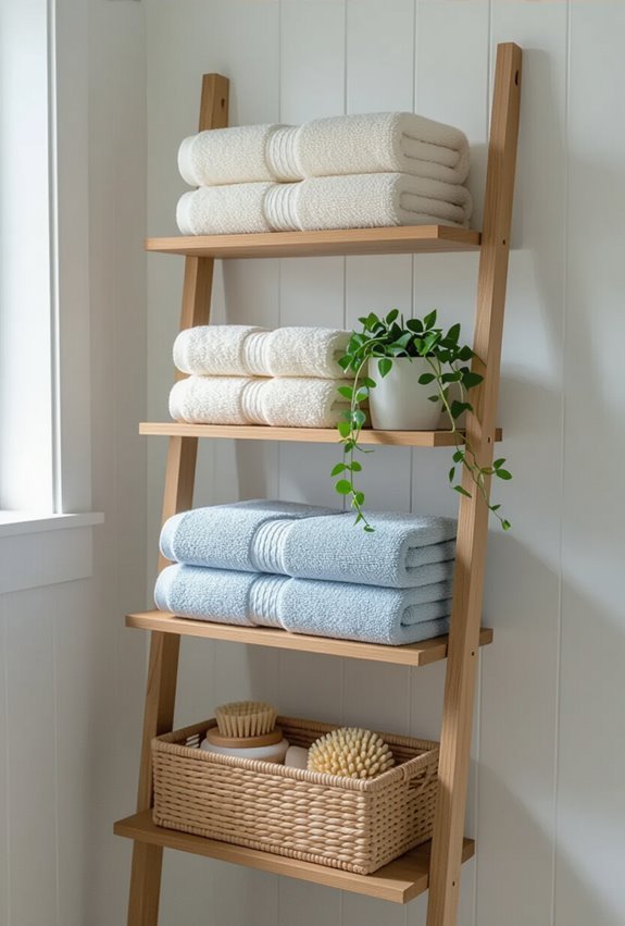 rustic rotating ladder shelf