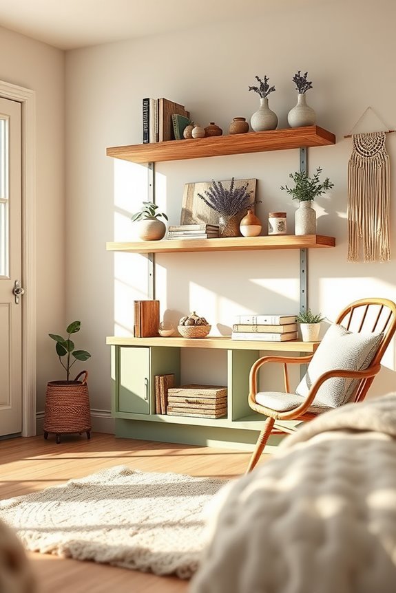 rustic sage green shelves