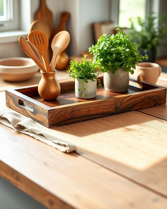 rustic serving tray centerpiece
