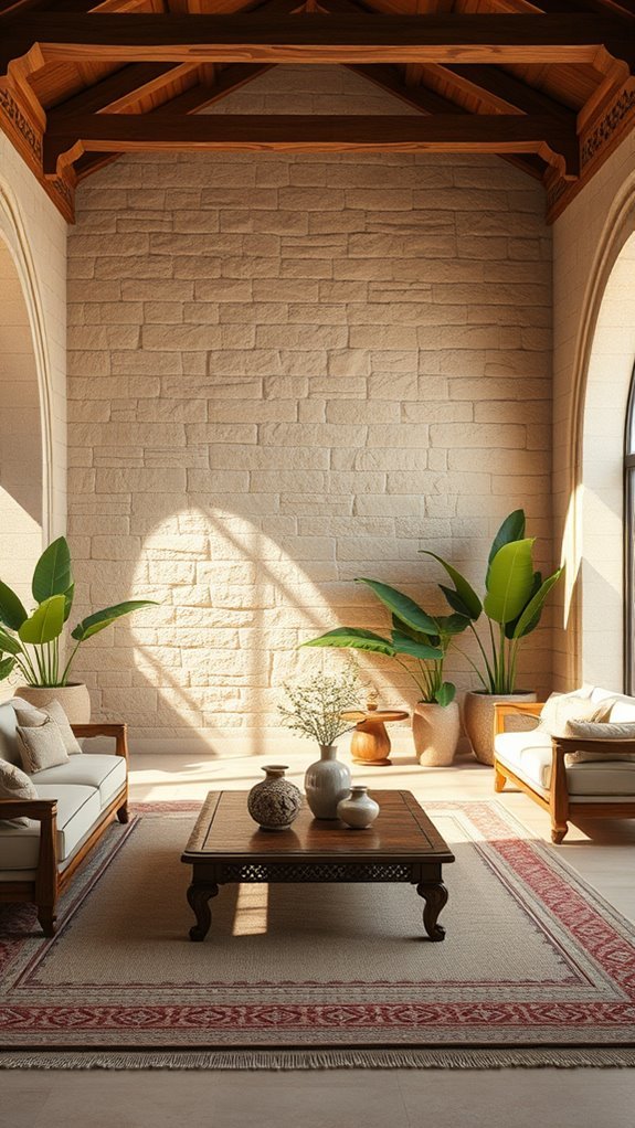 rustic stone accents enhance elegance