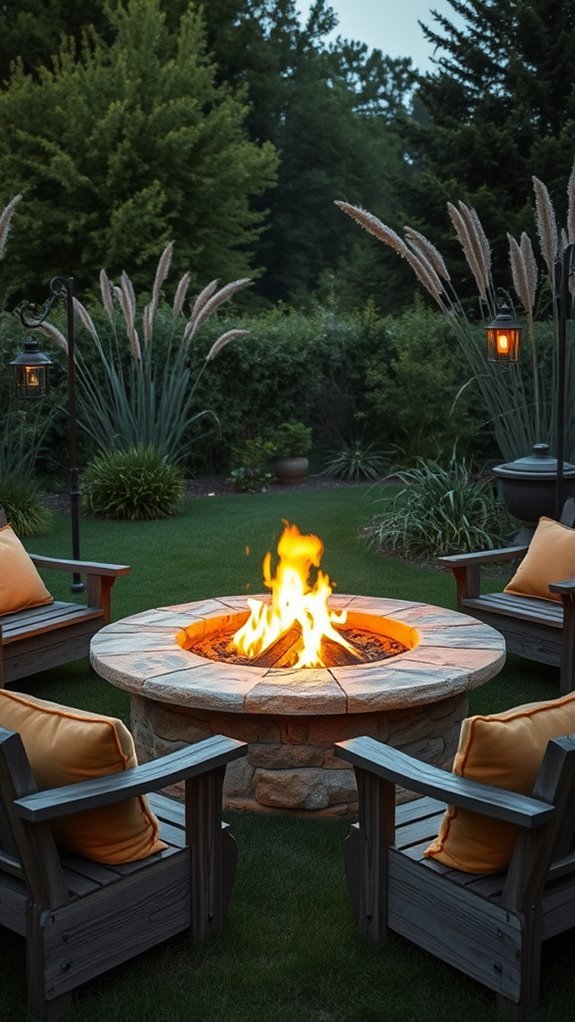 rustic stone fire pit ideas