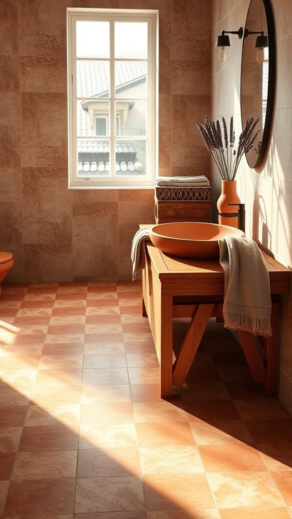 rustic terracotta bathroom warmth