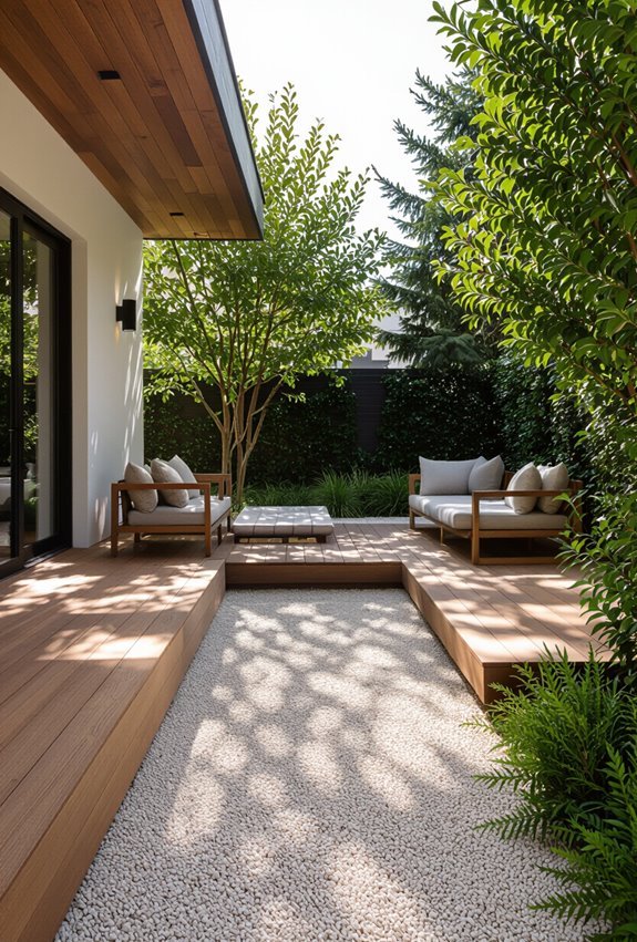 rustic tropical wood gravel contrast