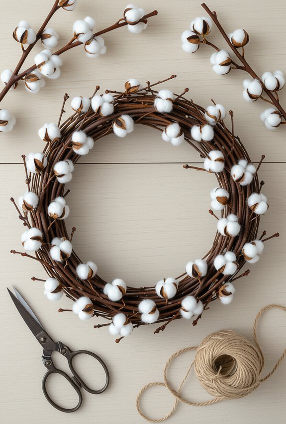 rustic twig and cotton