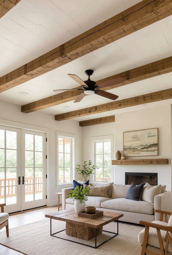 rustic wood beam fans