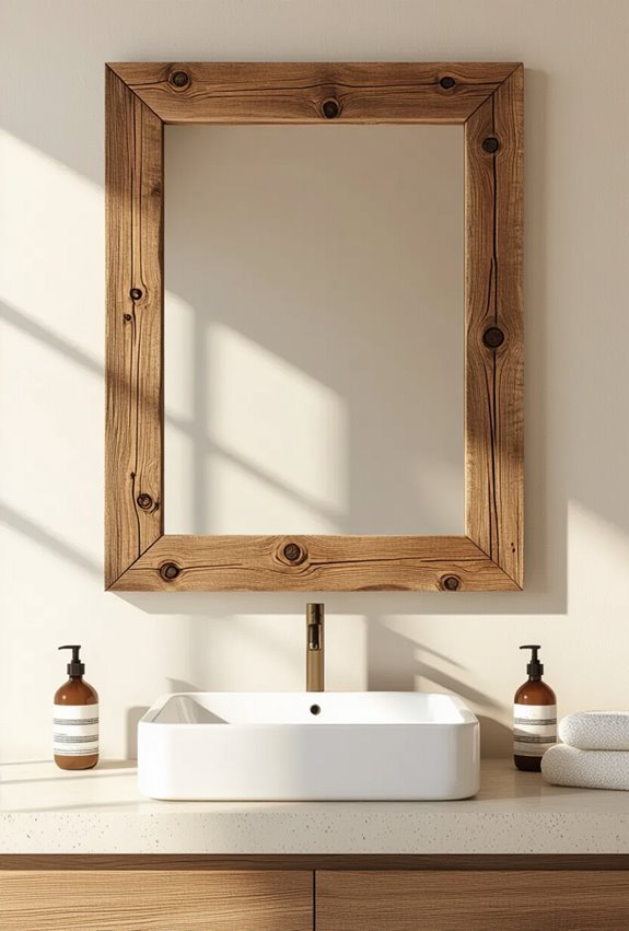 rustic wood framed cozy bathroom