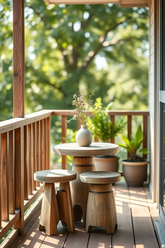 rustic wooden balcony accents