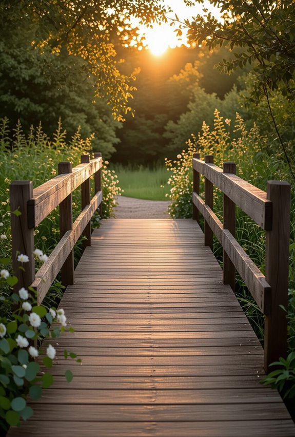 rustic wooden bridge entrance