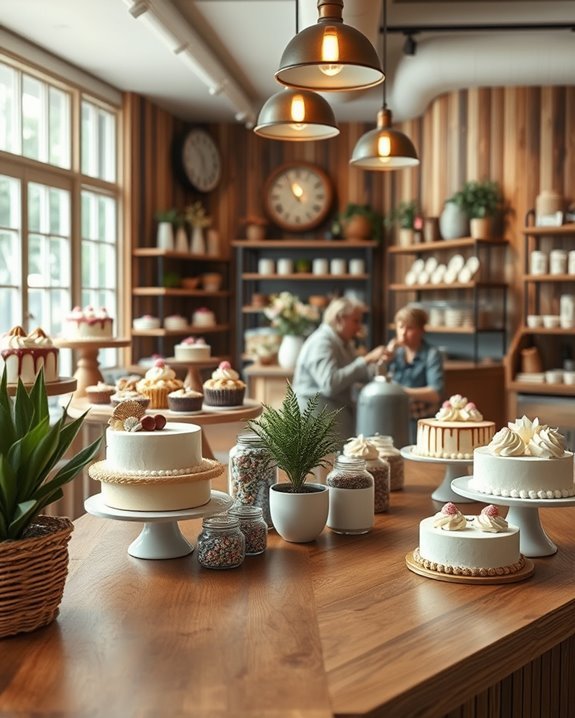 rustic wooden cake shop