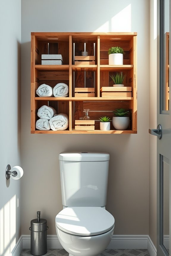 rustic wooden crate shelving