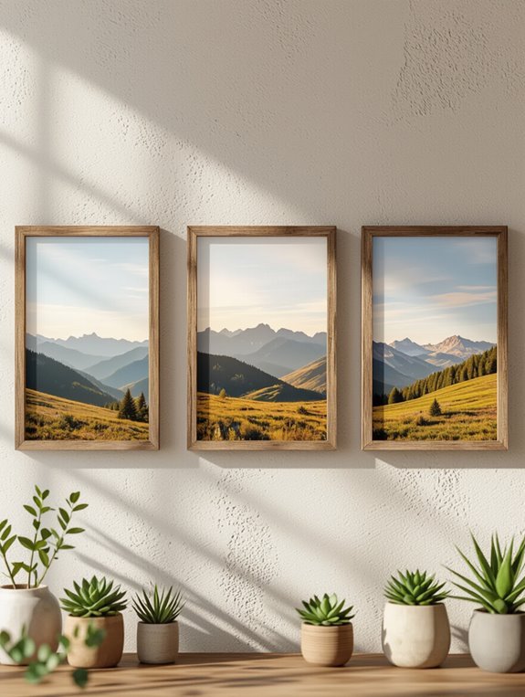 rustic wooden frames enhance warmth