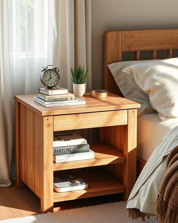 rustic wooden nightstands with shelves