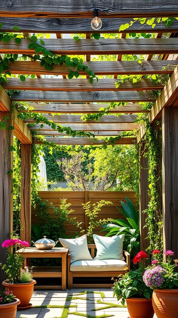 rustic wooden pergola retreat