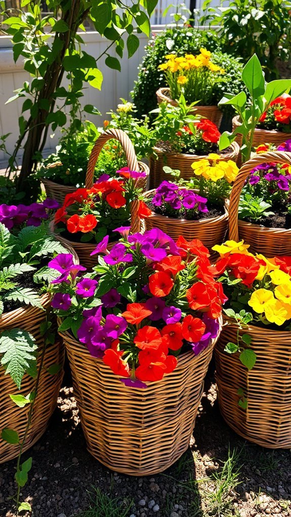 rustic woven basket planters