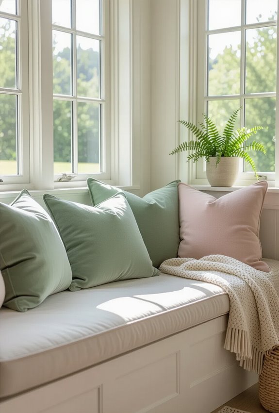 sage and blush cozy cushions