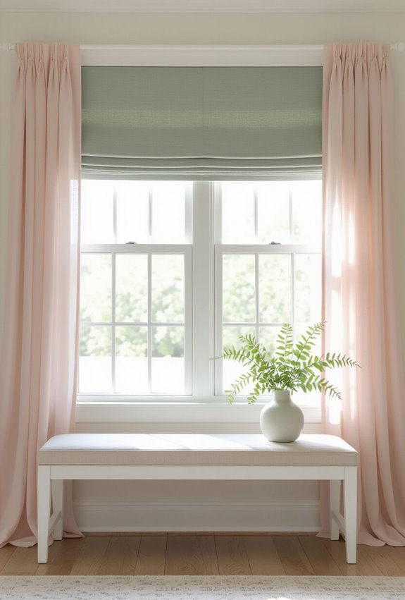 sage and pink curtains