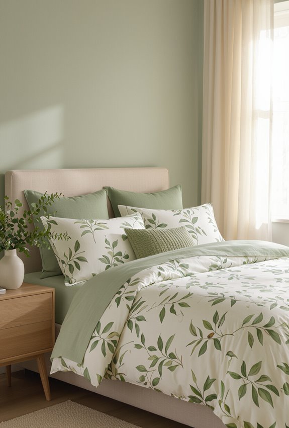 sage botanical accent wall