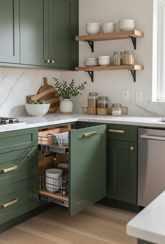 sage cabinets maximize airy storage