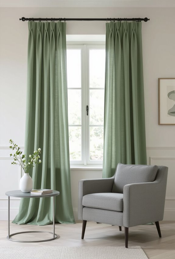 sage curtains complement grey furniture