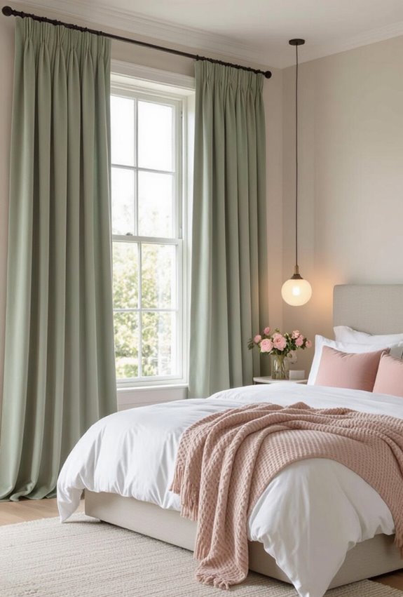 sage curtains with blush