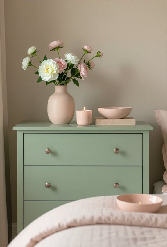 sage dressers with blush