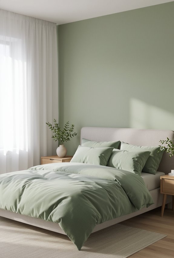 sage gray minimalist serene bedroom