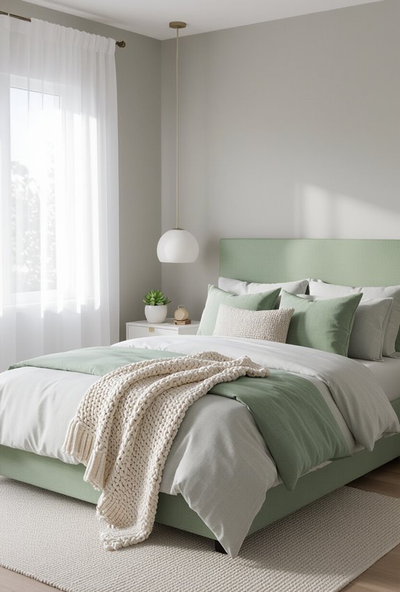 sage gray small bedroom styling