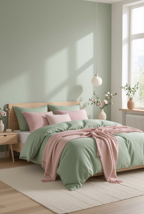 sage green and pink minimalism