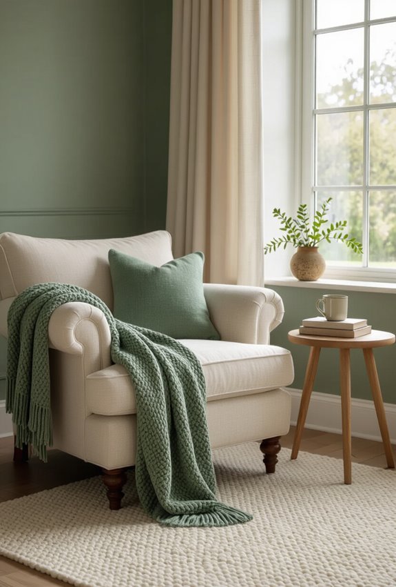 sage green cozy nook