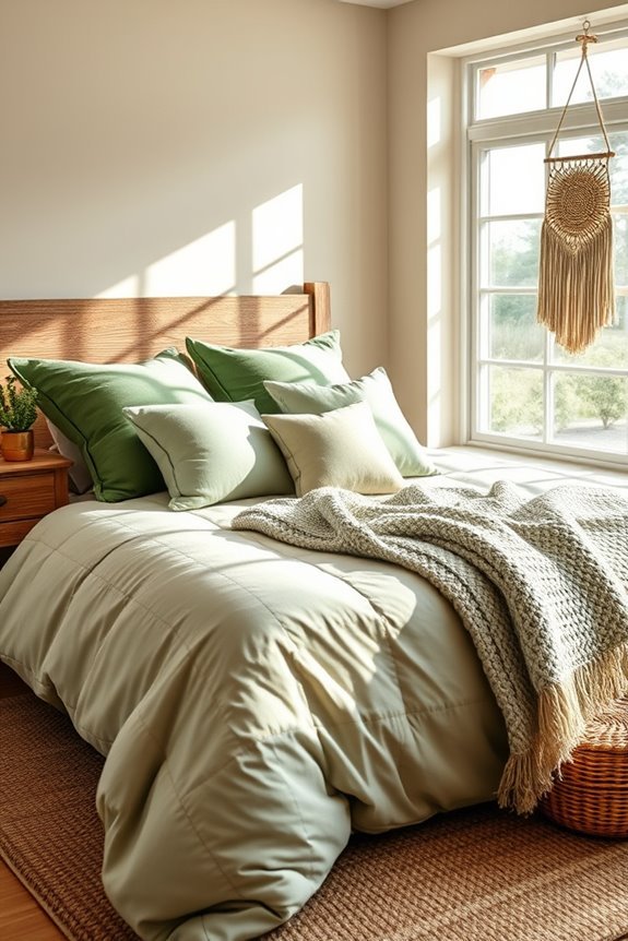 sage green cozy pillows