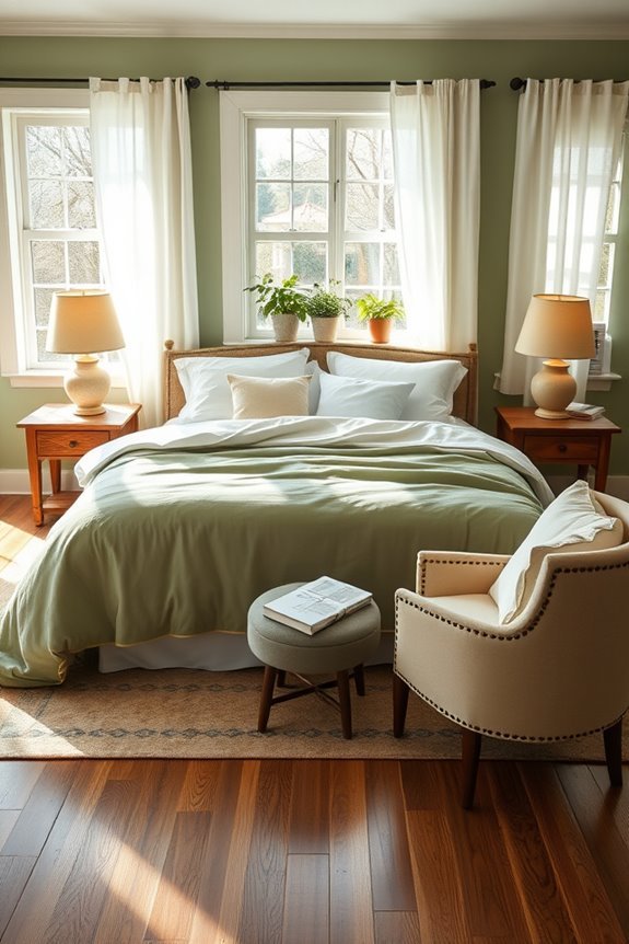 sage green cream farmhouse decor