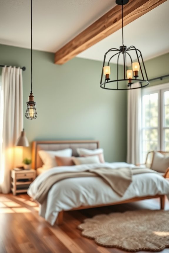 sage green lighting accents