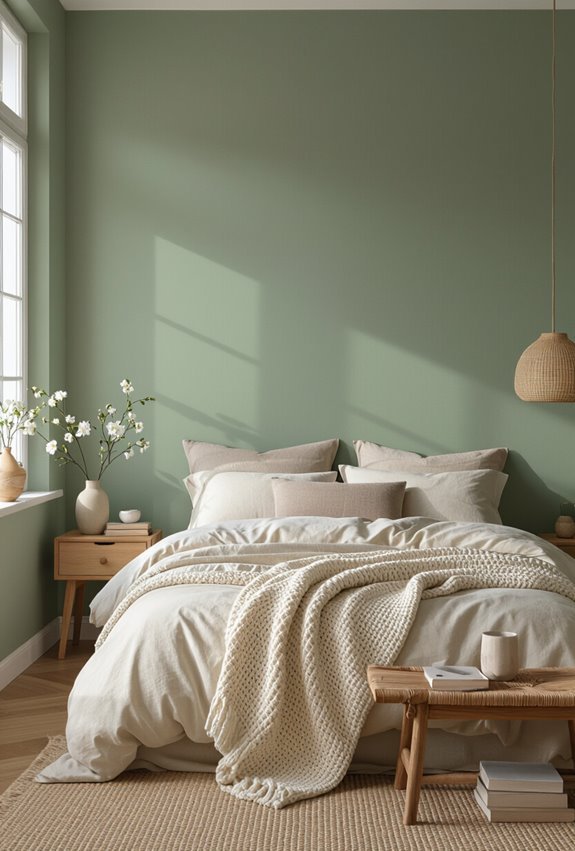 sage green serene bedroom atmosphere