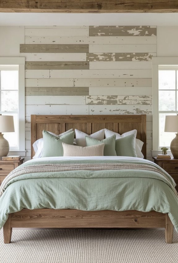 sage green with distressed wood
