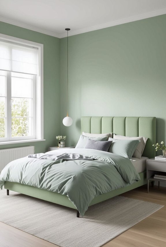 sage green with grey accents