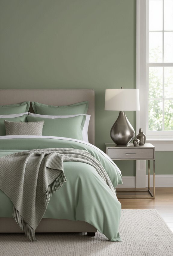 sage green with metallic accents