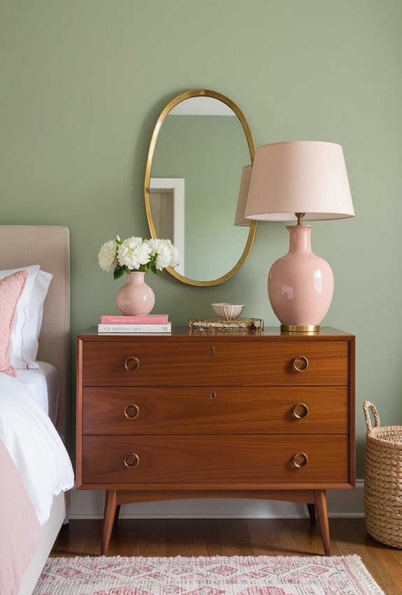 sage pink retro vintage accents